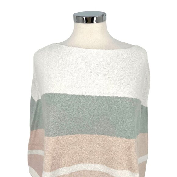 Barefoot Dreams CozyChic Ultra Lite Ocean Breeze Poncho Pink Multi Stripe NWT - Picture 2 of 11